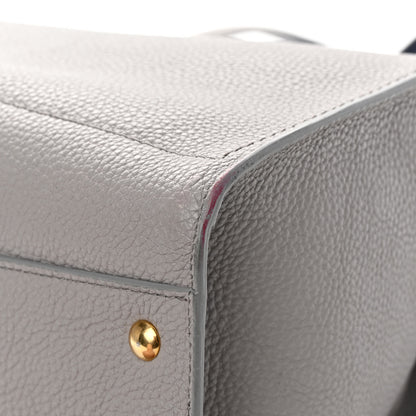 Salvatore Ferragamo Hammered Calfskin Double Handle Medium Amy Tote Grey Navy 10 of 14