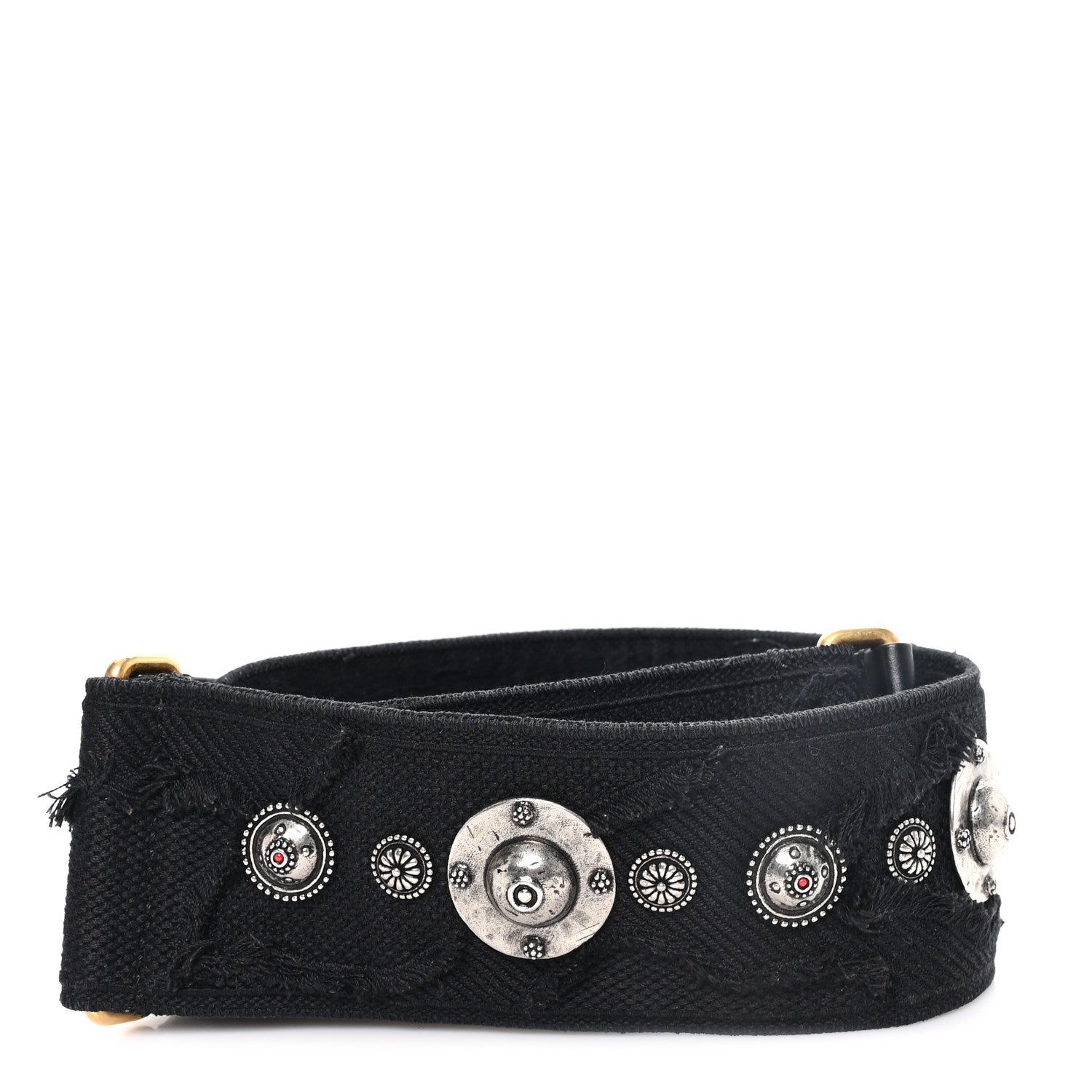 Christian Dior Canvas Embroidered Studded Camouflage Shoulder Strap Black 2 of 4