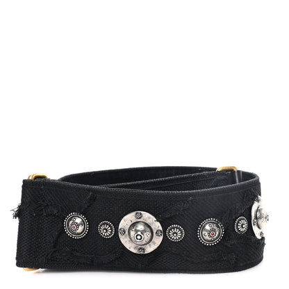 Christian Dior Canvas Embroidered Studded Camouflage Shoulder Strap Black 2 of 4