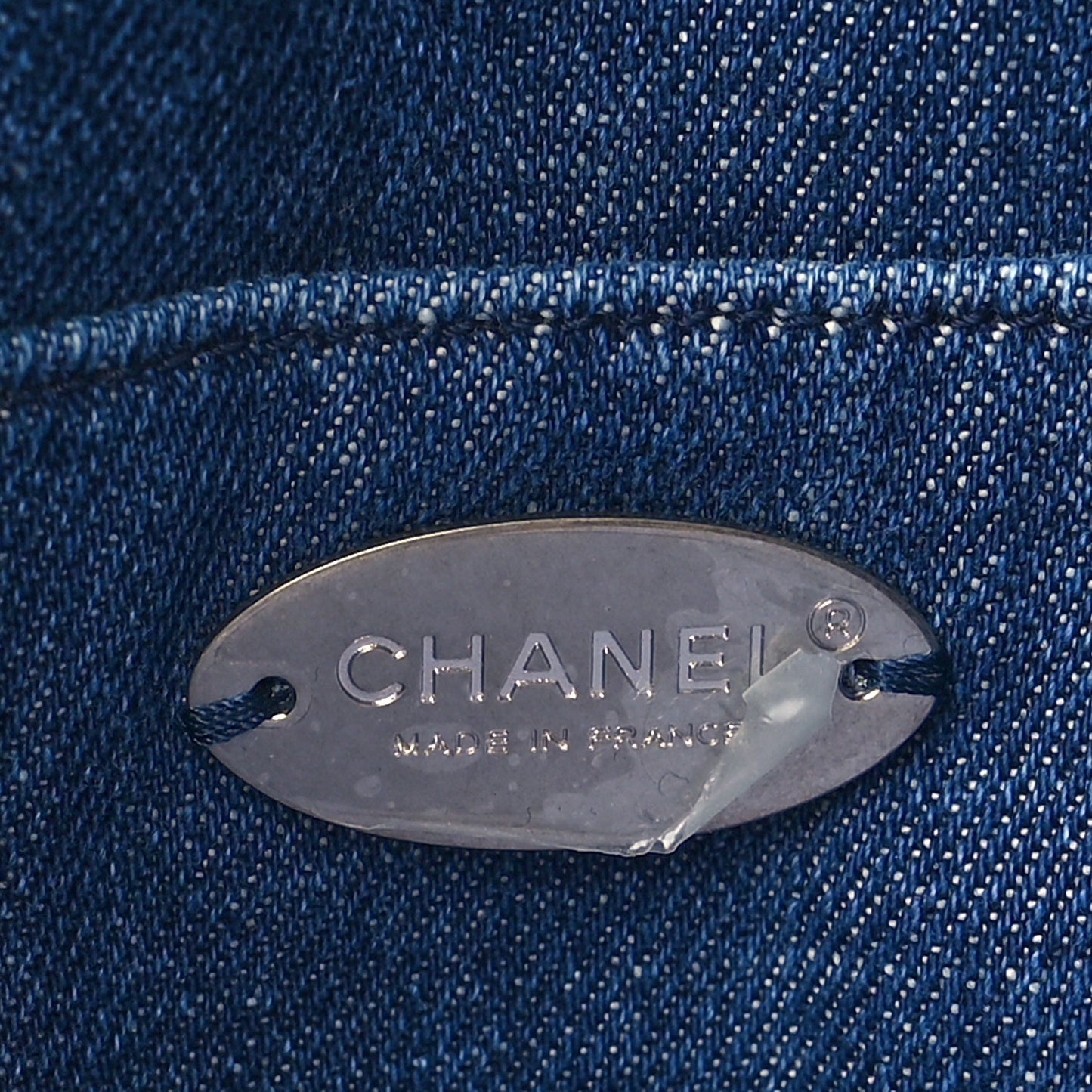 Denim Stitched Coco Beach Shopping Tote Blue
