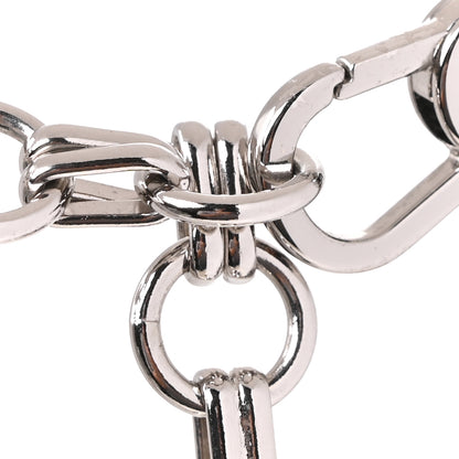 Chanel Metal Chain Link CC Choker Necklace Silver 4 of 6