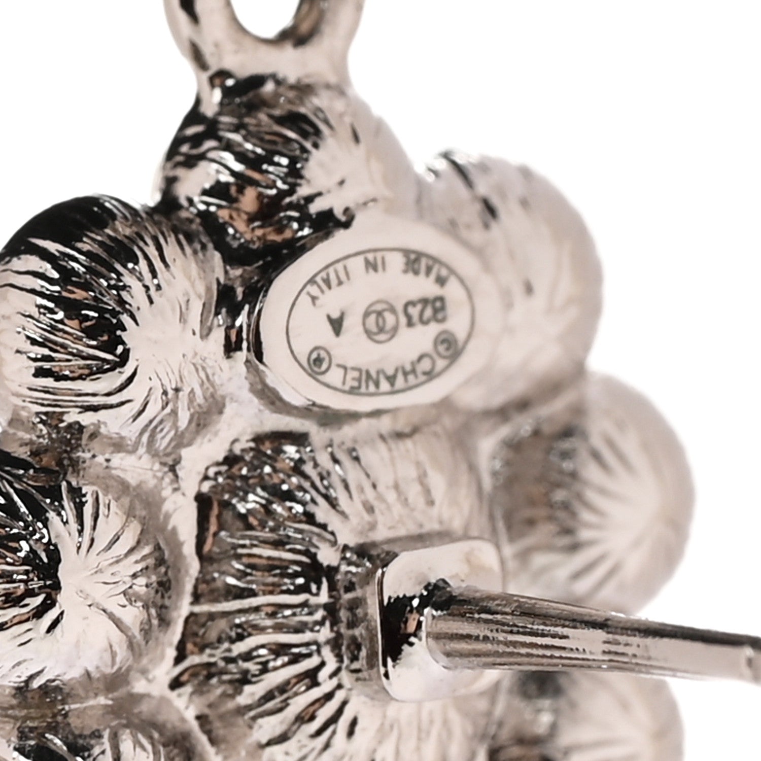 Chanel Crystal Pearl Coco Mark CC Drop Earrings Silver 4 of 5
