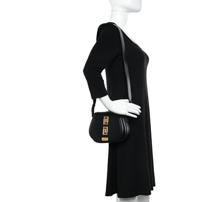 Versace Calfskin Small Greca Goddess Shoulder Bag Black 2 of 9