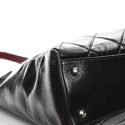Chanel Glazed Calfskin Quilted Small Duo Color Tote Black 12 of 14