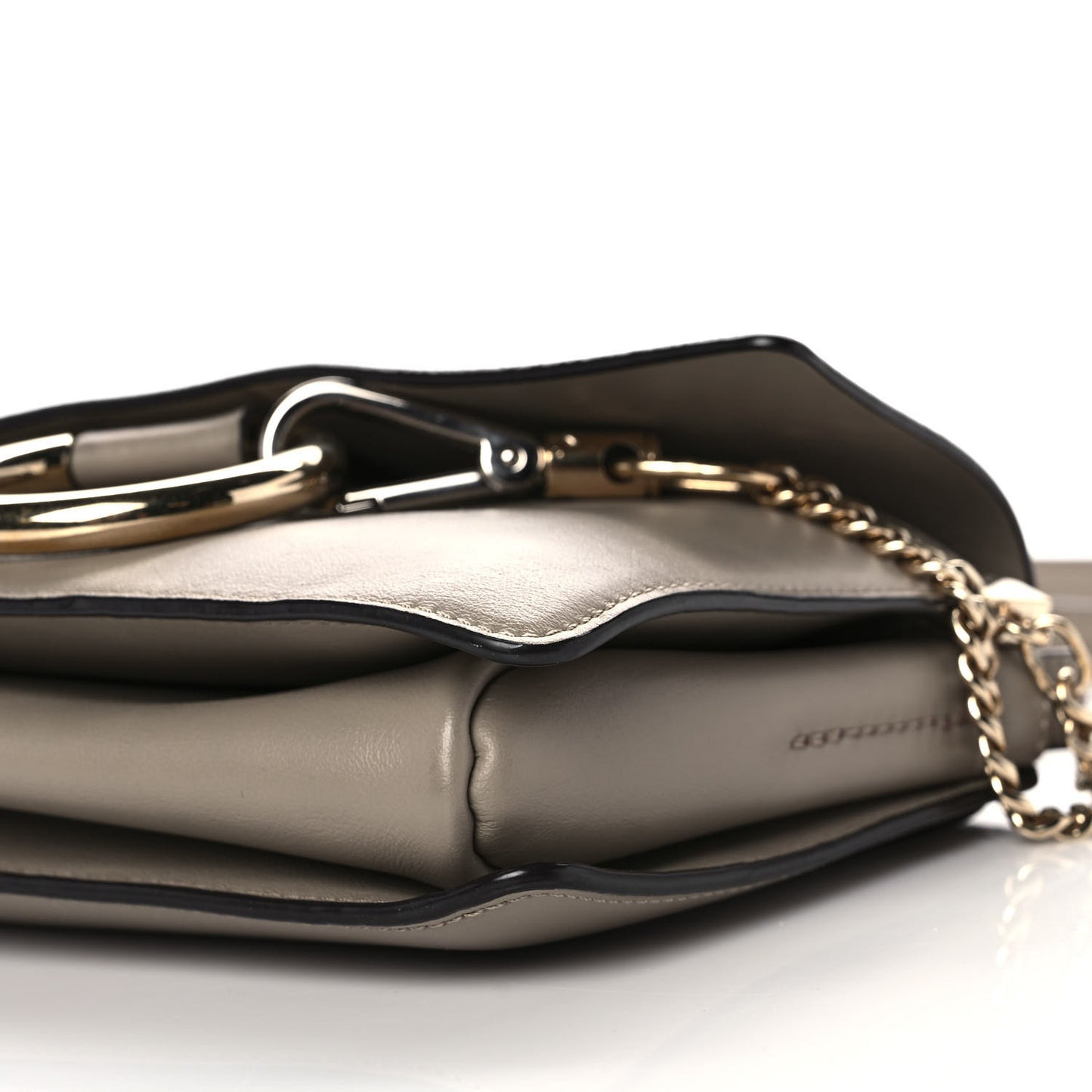Suede Calfskin Small Faye Shoulder Bag Motty Grey