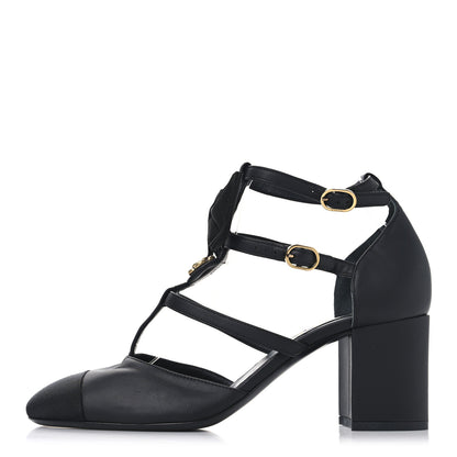 Chanel Lambskin Grosgrain Cap Toe Camellia Mary Jane Pumps 40 Black 1 of 9