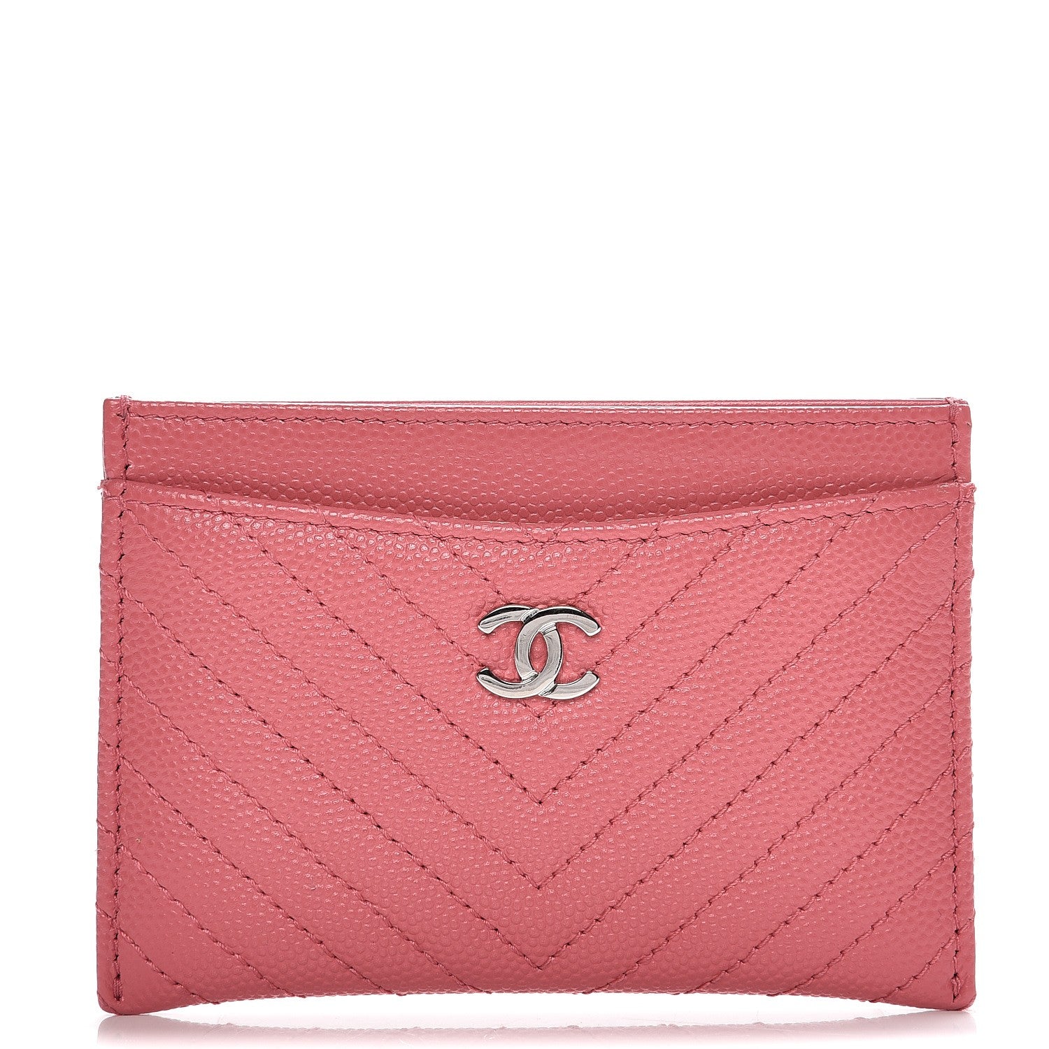 Chanel Caviar Chevron Quilted Card Holder Pink 1 of 8