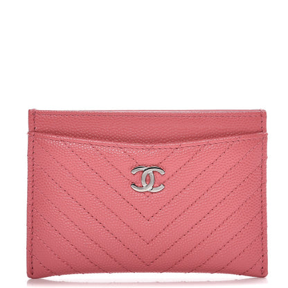 Chanel Caviar Chevron Quilted Card Holder Pink 1 of 8