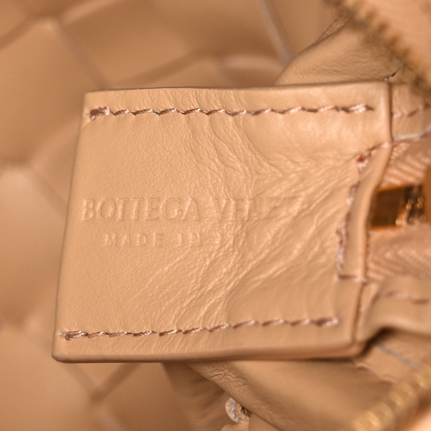 Nappa Intrecciato Mini Loop Camera Bag Almond