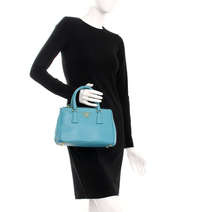 Prada Saffiano Mini Galleria Double Zip Tote Turchese 3 of 11