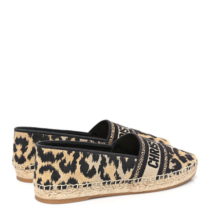 Christian Dior Cotton Embroidered Leopard Print Granville Espadrille 39 Natural 4 of 8