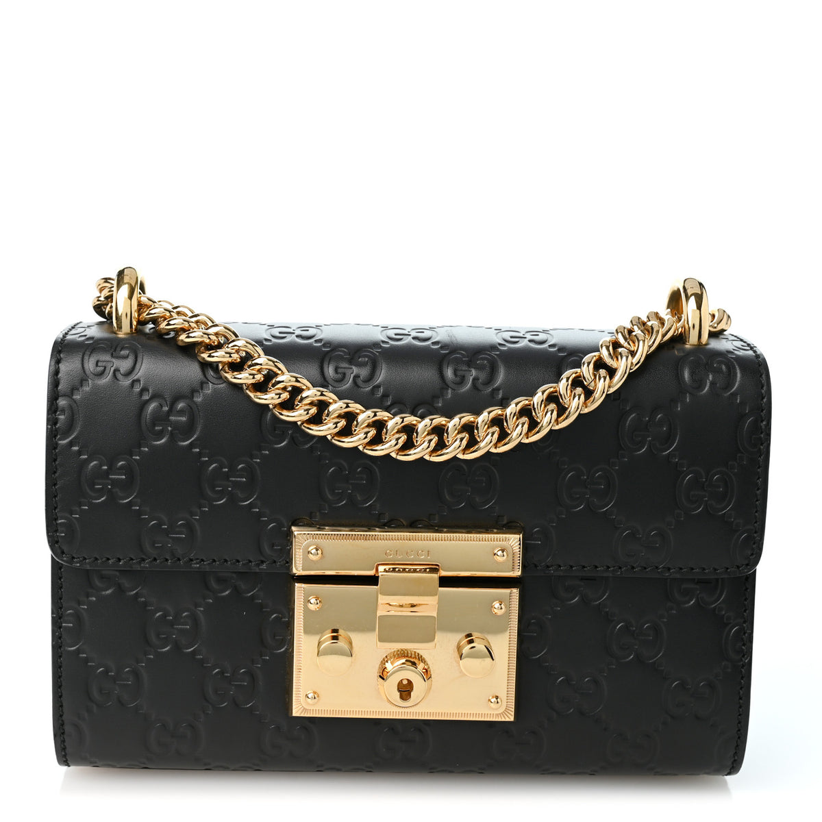 Gucci Guccissima Small Padlock Shoulder Bag Black 1 of 11