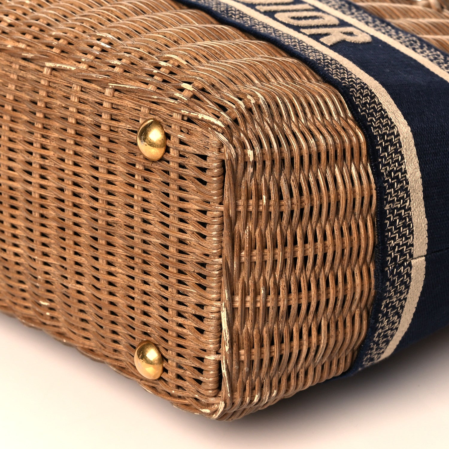 Christian Dior Wicker Oblique Basket Bag Blue 9 of 11