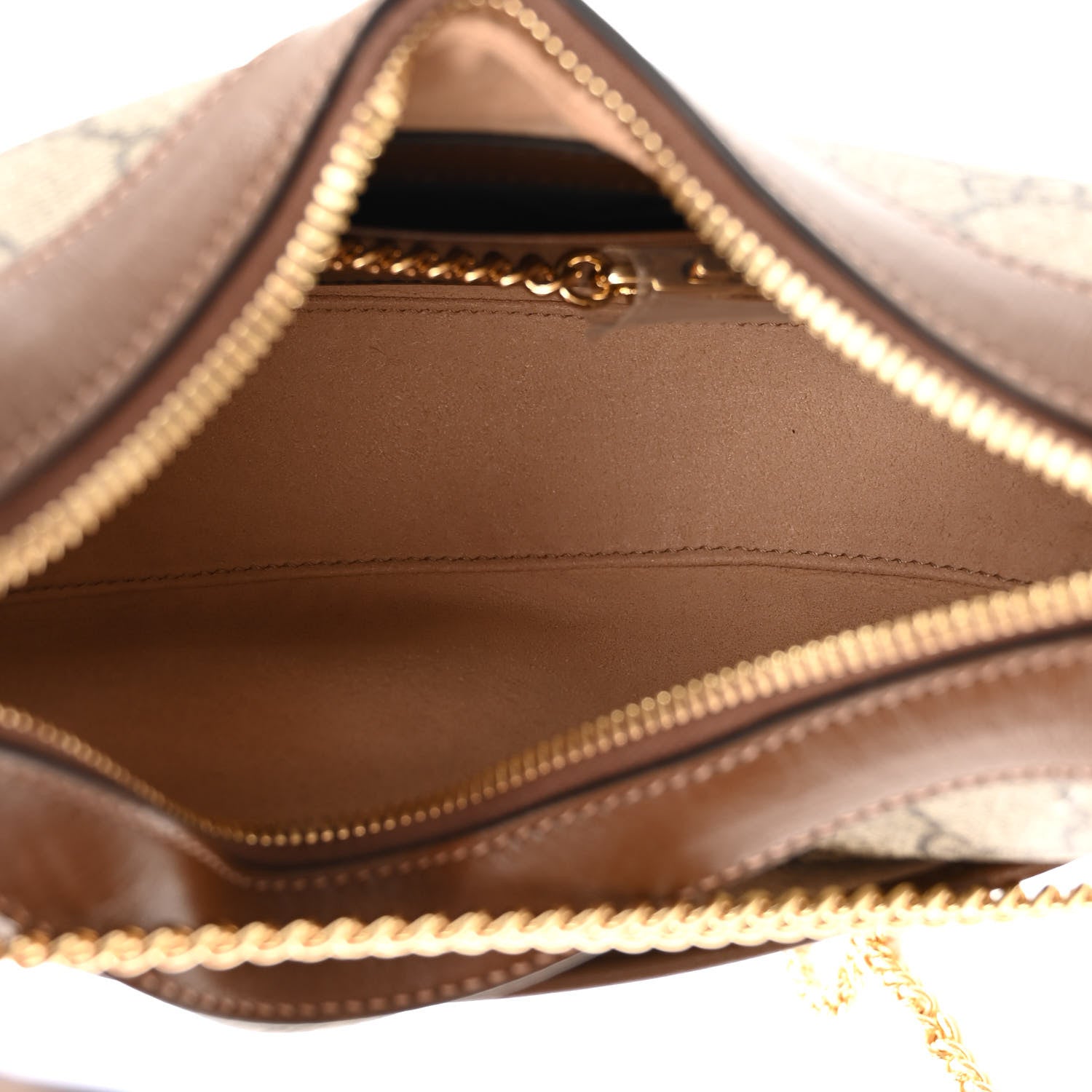 Gucci GG Supreme Monogram Azalea Calfskin Mini Retro Interlocking G Half Moon Bag Beige Ebony Brown Sugar 5 of 11