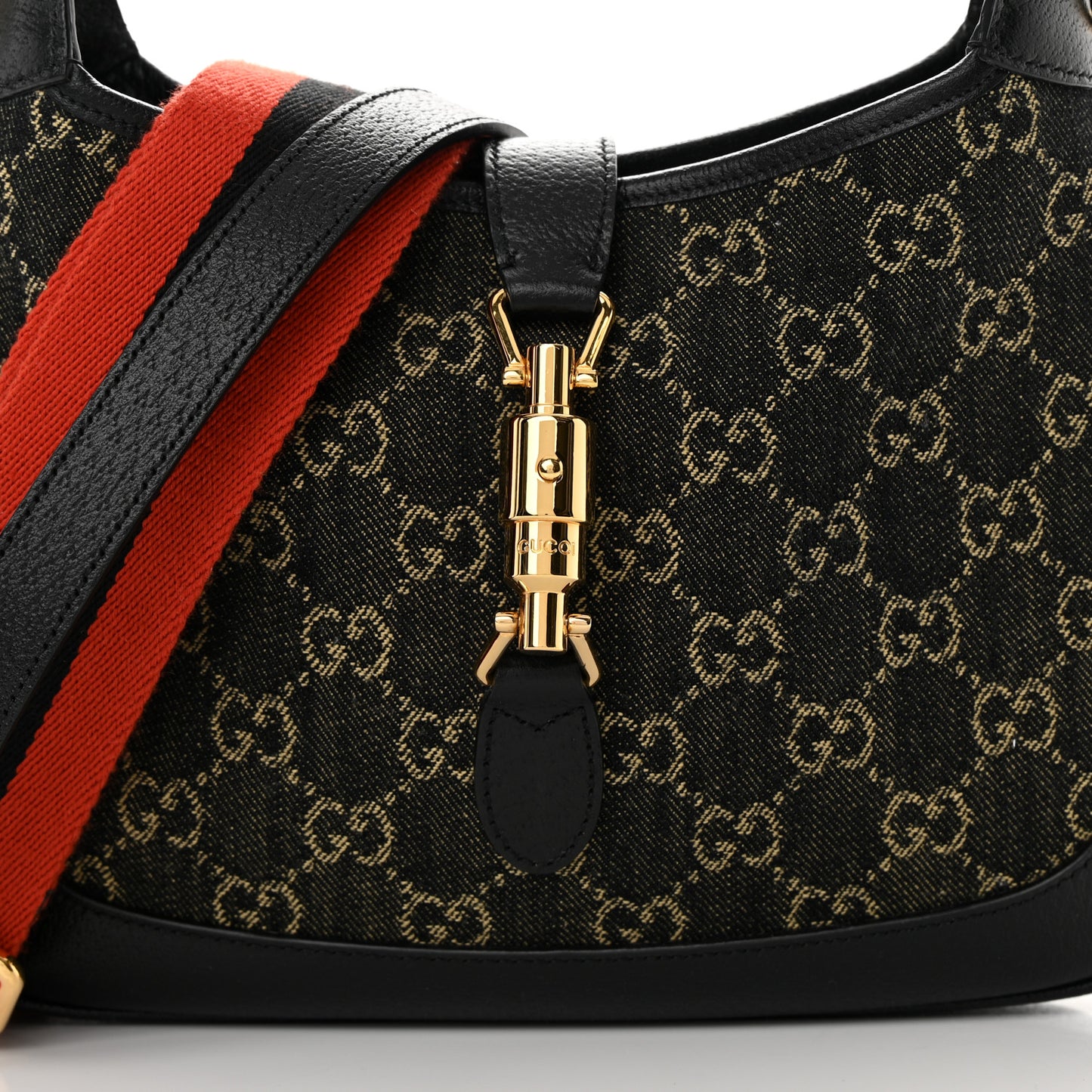 Jacquard Denim GG Monogram Small Jackie 1961 Hobo Black Ivory