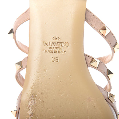 Valentino Garavani Patent Rockstud Flat Cage Mules 39 Poudre 9 of 11