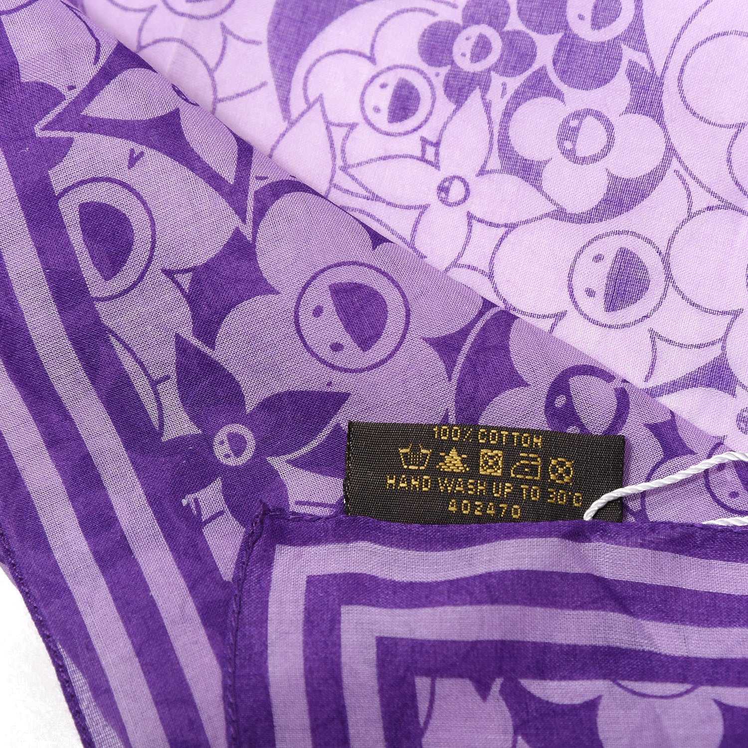 Louis Vuitton Cotton Takashi Murakami Cosmic Blossom Square Scarf Purple 4 of 4