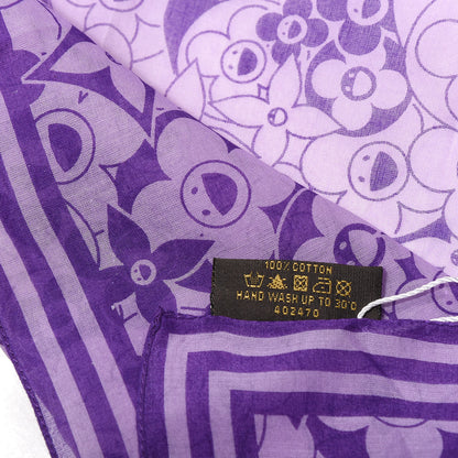 Louis Vuitton Cotton Takashi Murakami Cosmic Blossom Square Scarf Purple 4 of 4