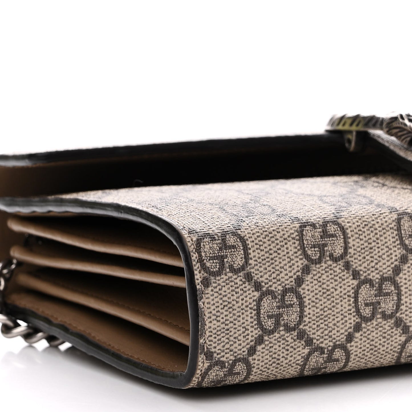 GG Supreme Monogram Mini Dionysus Chain Wallet Beige Taupe