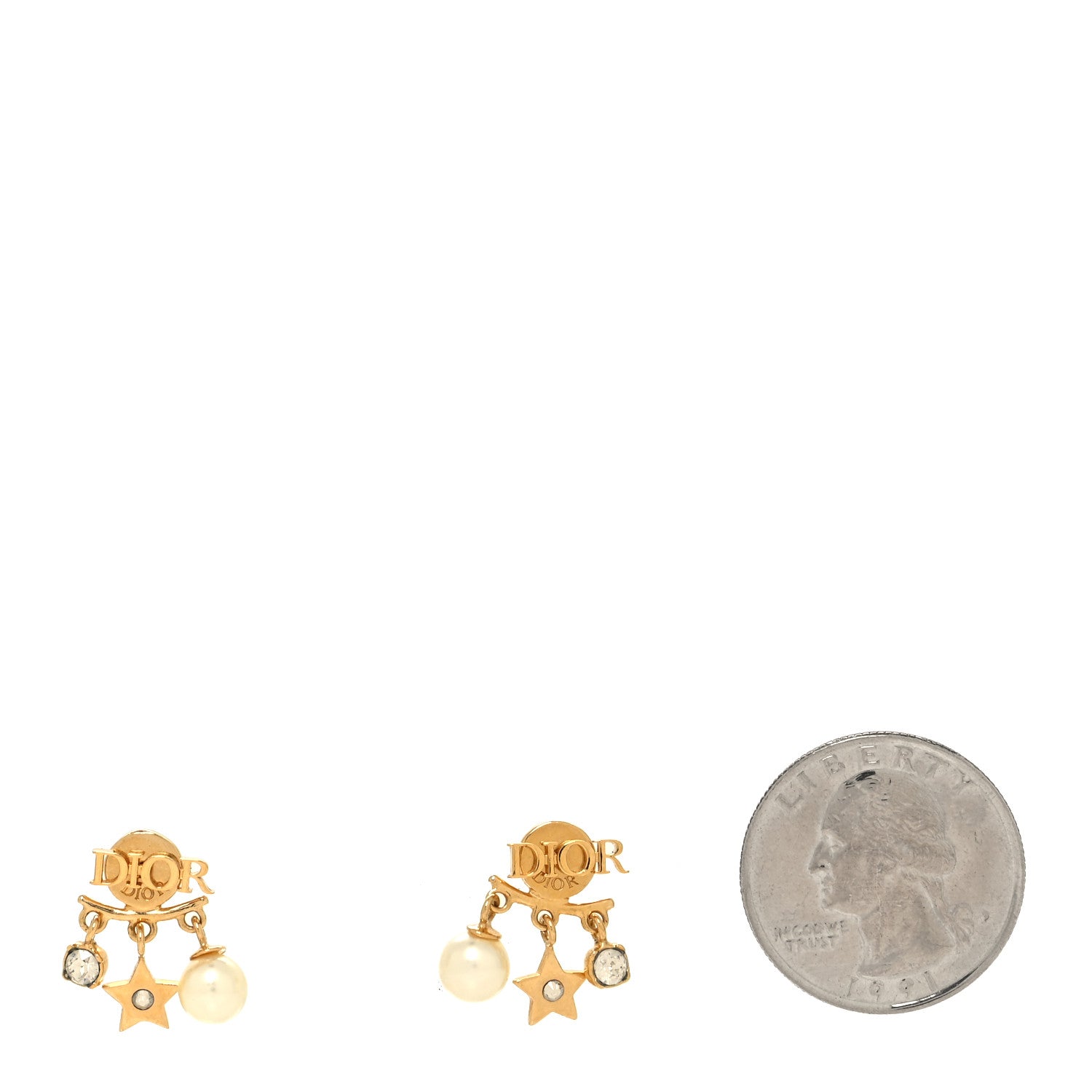 Christian Dior Pearl Crystal Dio(R)evolution Earrings Aged Gold 2 of 4