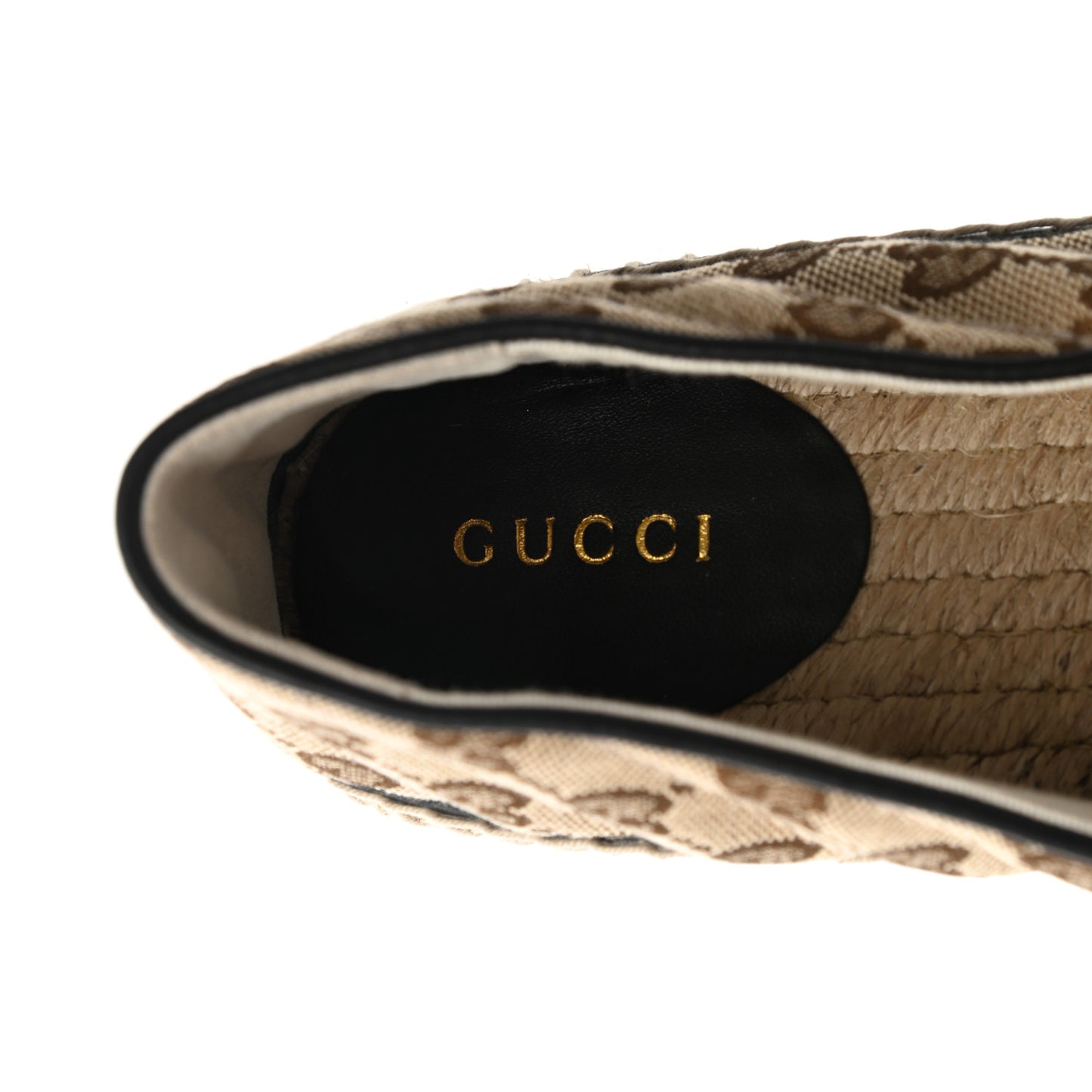 Monogram Matelasse Diagonal GG Marmont Espadrilles 39.5 Beige Ebony Black
