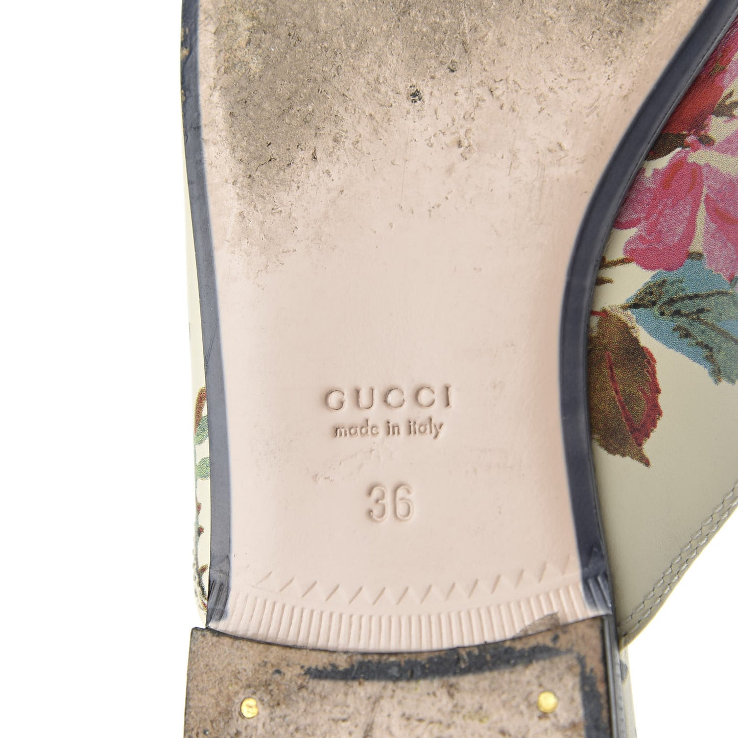 Calfskin Stamp Allover Rose Princetown Slippers 36 Ivory Multicolor