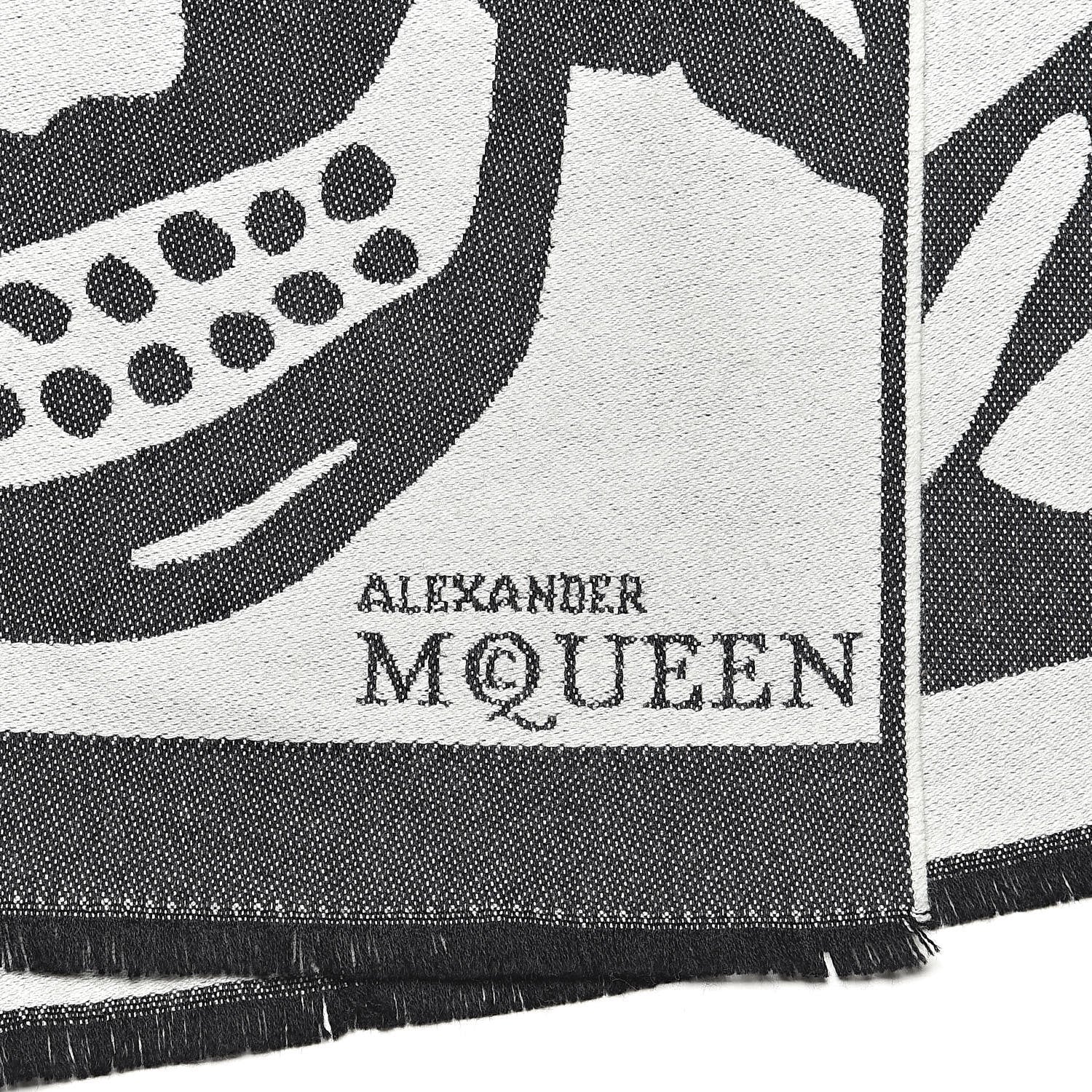 Alexander McQueen Wool Skull Butterfly Stole Scarf Black 4 of 5