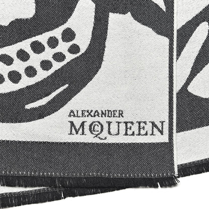 Alexander McQueen Wool Skull Butterfly Stole Scarf Black 4 of 5