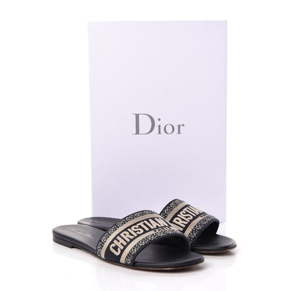 Christian Dior Canvas Embroidered Dway Mules Slide Sandals 38.5 Deep Blue 12 of 12