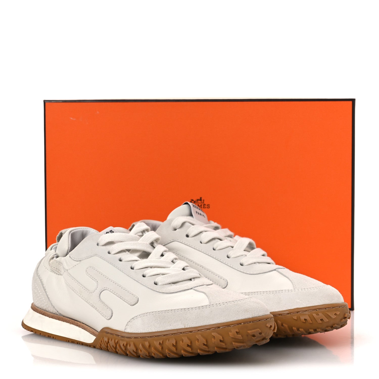 Hermes Nappa Suede Goatskin Womens Jet Sneakers 37.5 White 13 of 13