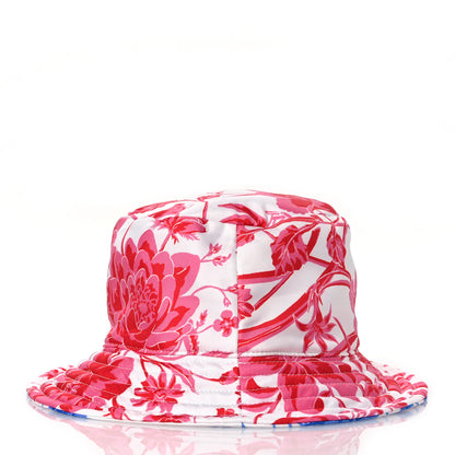 Gucci Silk Monogram Bob Reversible Flora Bucket Hat with Pouch  Pink Blue White 12 of 16