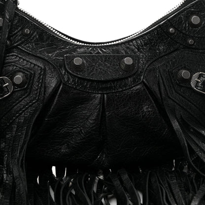 Balenciaga Agneau Arena Le Cagole Fringe Shoulder Bag XS Black 9 of 12