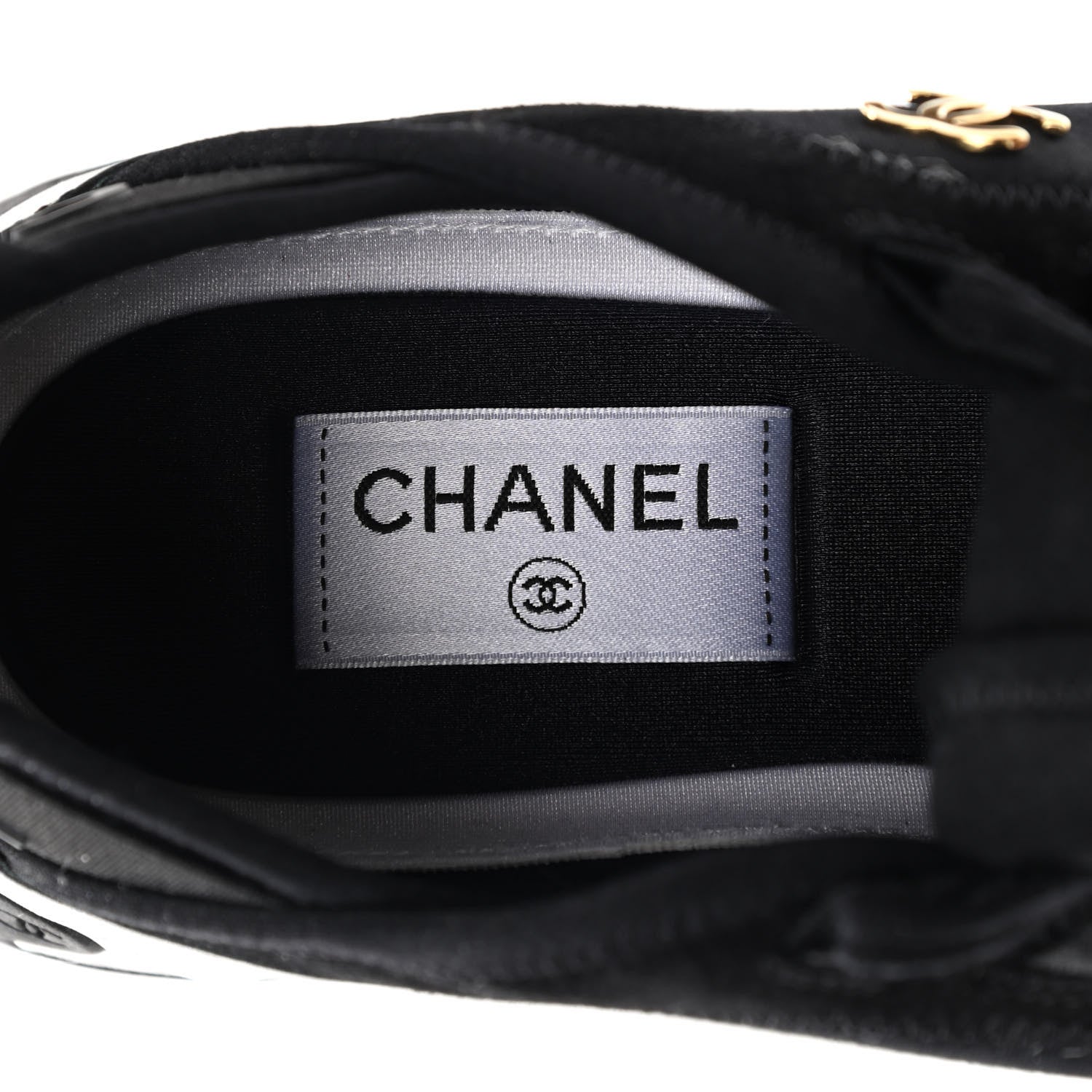 Chanel Velvet Calfskin Mixed Fibers CC Sneakers 40 Black 8 of 10