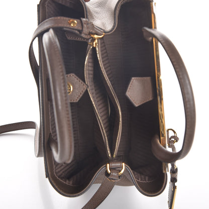 Fendi Vitello Elite Flamingo Petite 2Jours Tote Seppia 6 of 9
