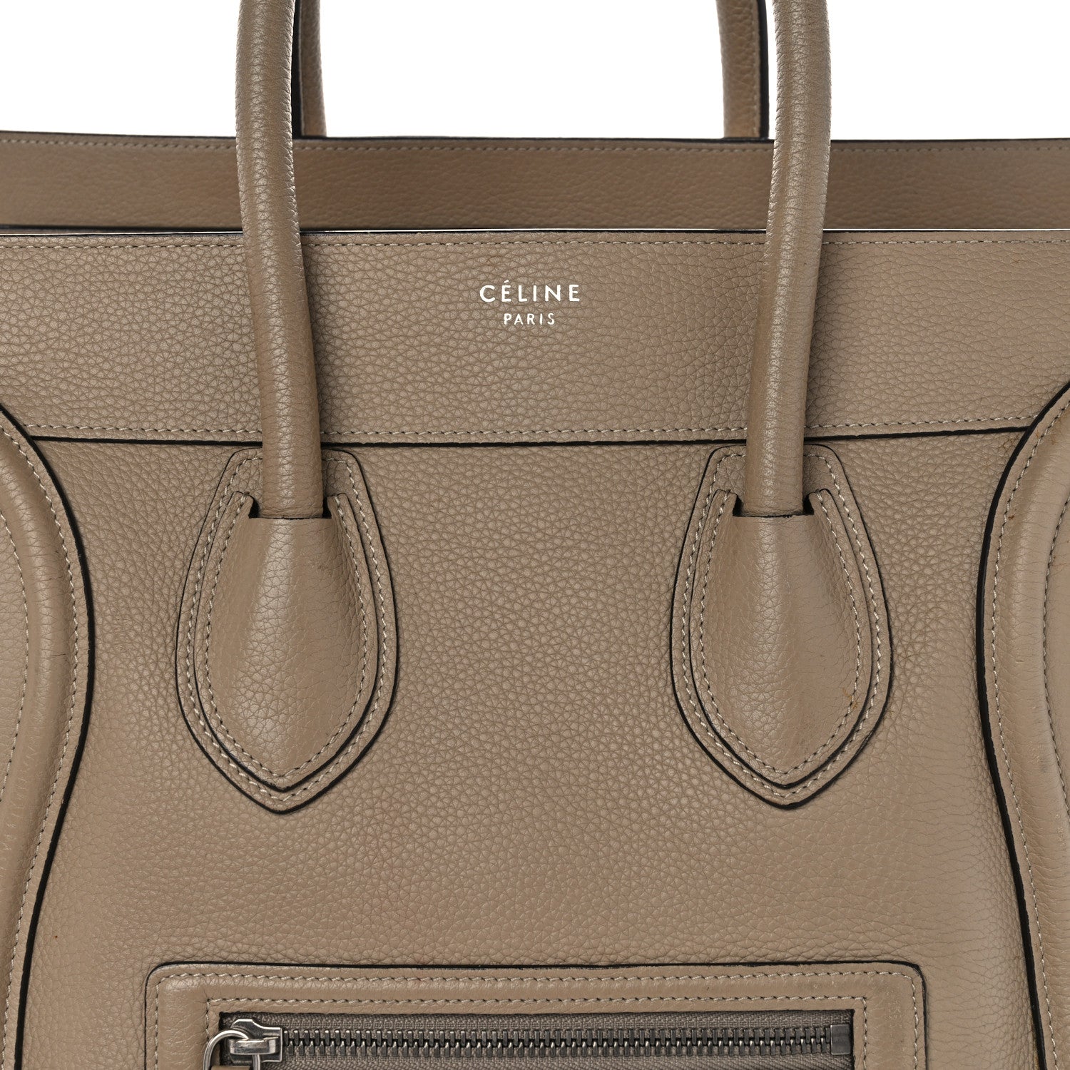 Celine Drummed Calfskin Mini Luggage Dune 8 of 16