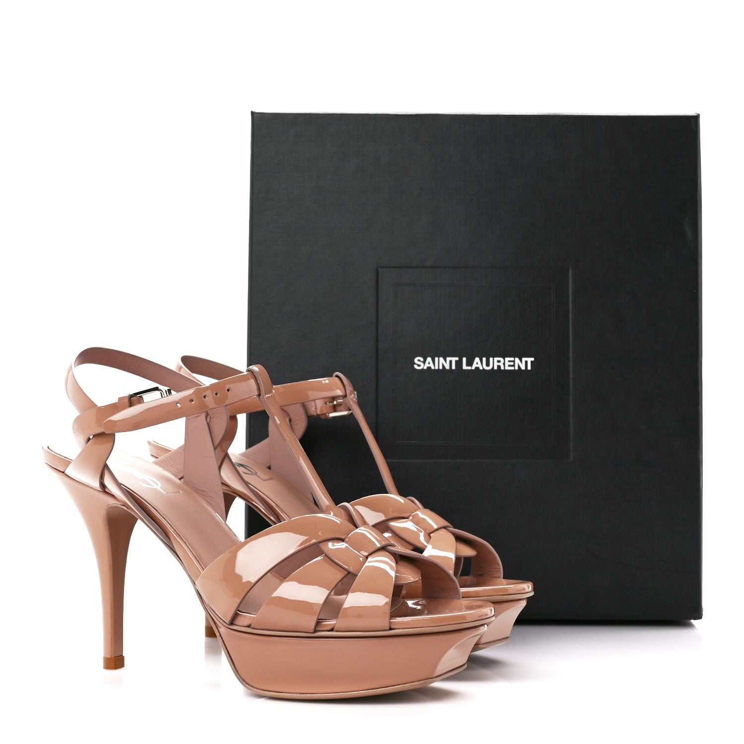 Saint Laurent Patent Tribute 75 Platform Sandals 38 Nude 9 of 9