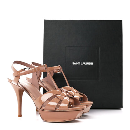 Saint Laurent Patent Tribute 75 Platform Sandals 38 Nude 9 of 9
