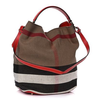 Burberry Canvas Mega Check Medium Ashby Hobo Cadmium Red 4 of 15