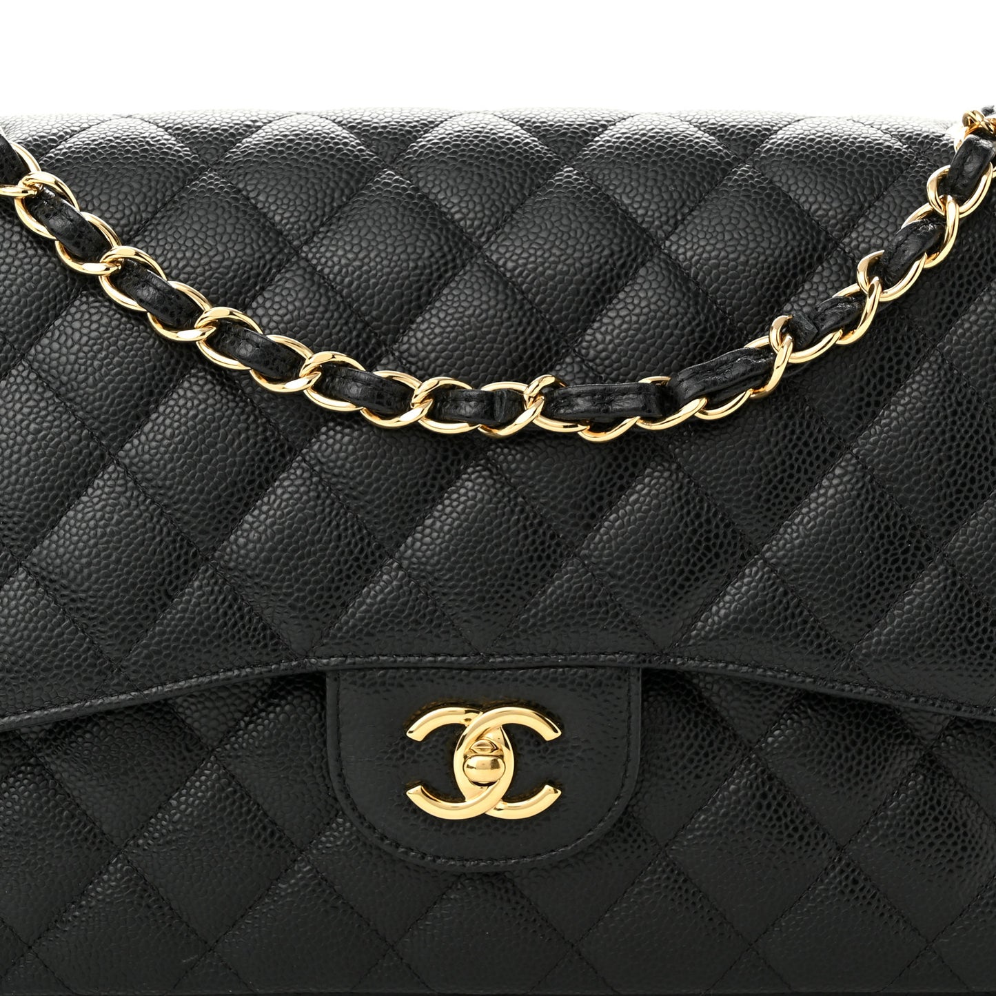Caviar Quilted Jumbo Double Flap Black