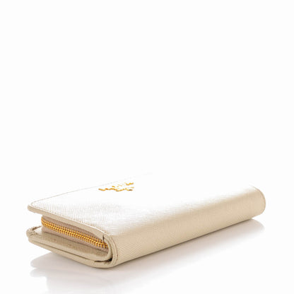 Prada Saffiano Metal Compact Wallet Cera 4 of 8