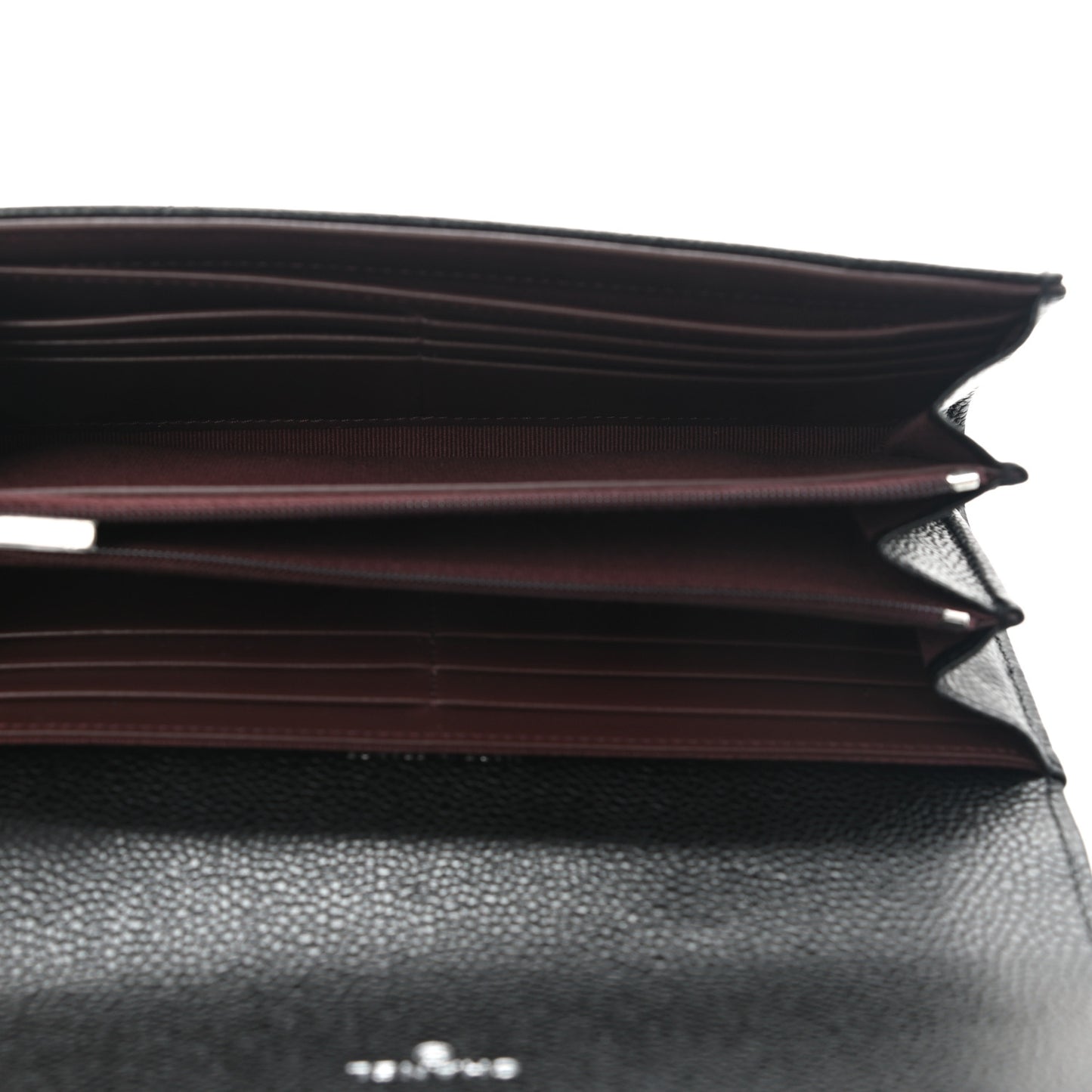 Caviar Quilted Large Gusset Flap Wallet Black