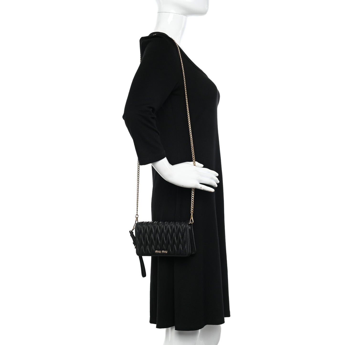 Nappa Matelasse Wallet On Chain Black