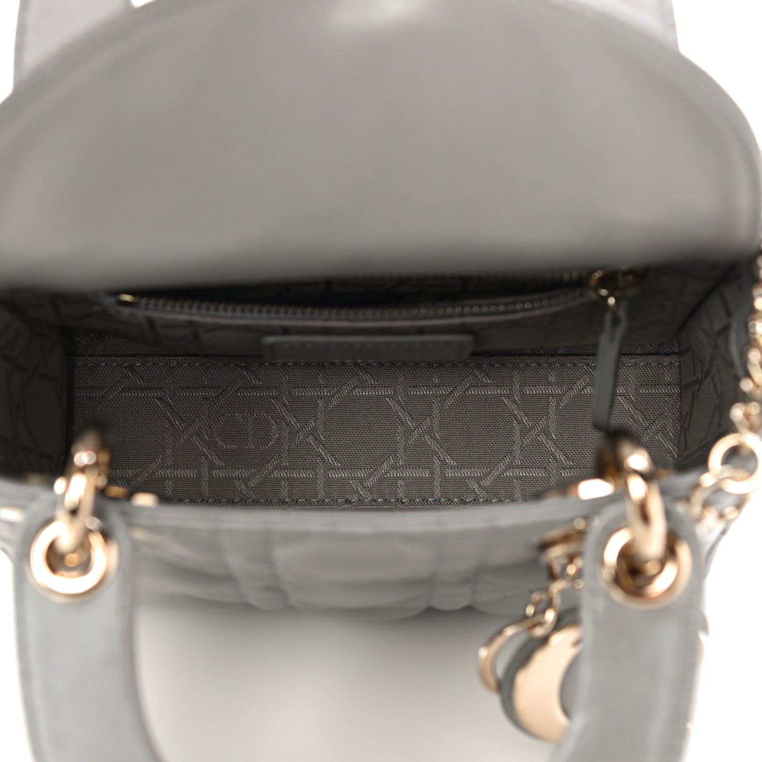 Christian Dior Metallic Lambskin Cannage Mini Lady Dior Grey 5 of 10