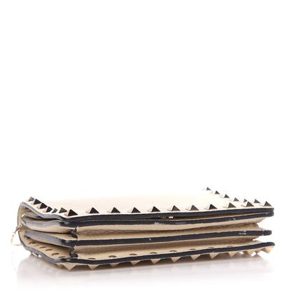 Valentino Garavani Pebbled Calfskin Rockstud Wallet on Chain Light Ivory 4 of 10