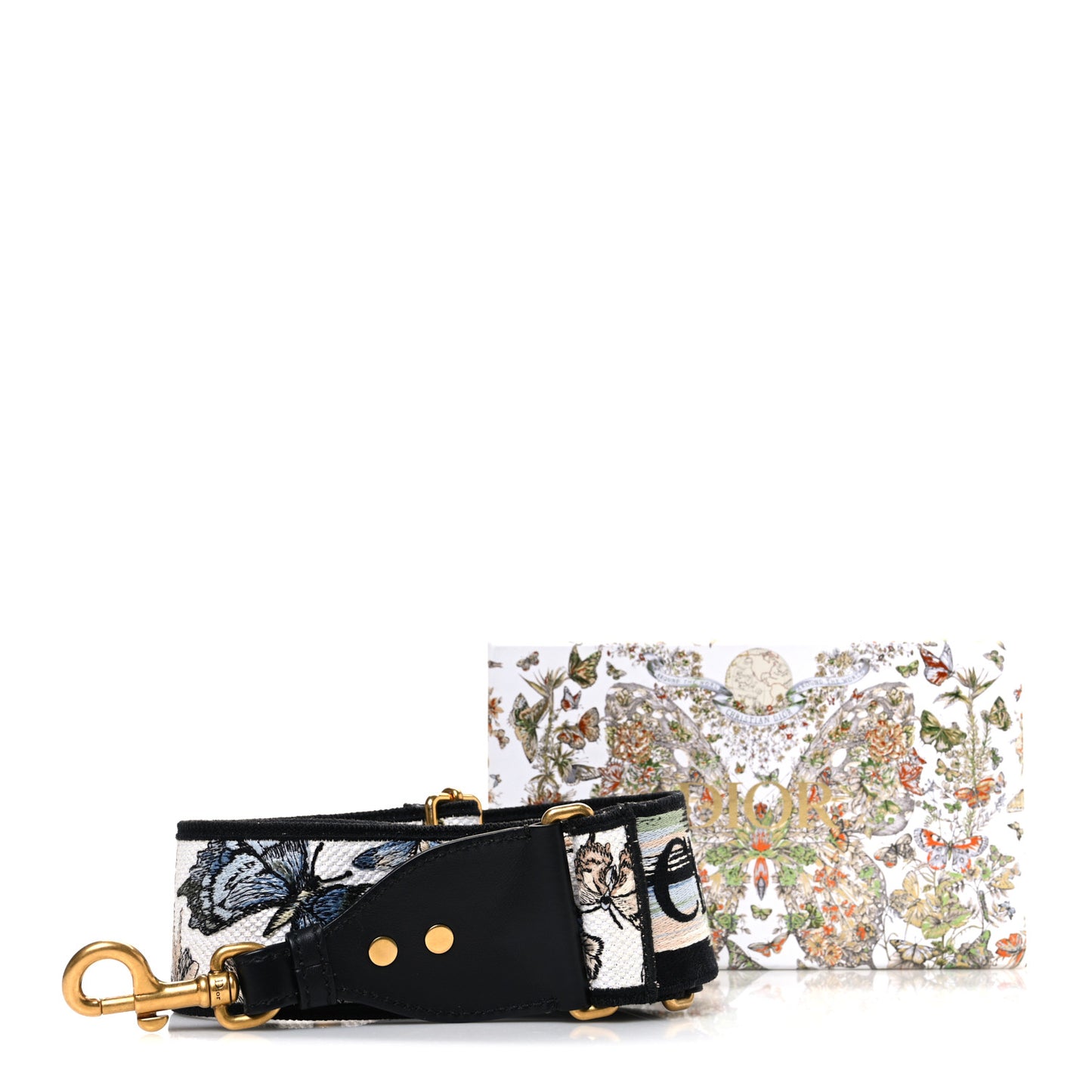 Canvas Embroidered Toile de Jouy Mexico Shoulder Strap White Multicolor