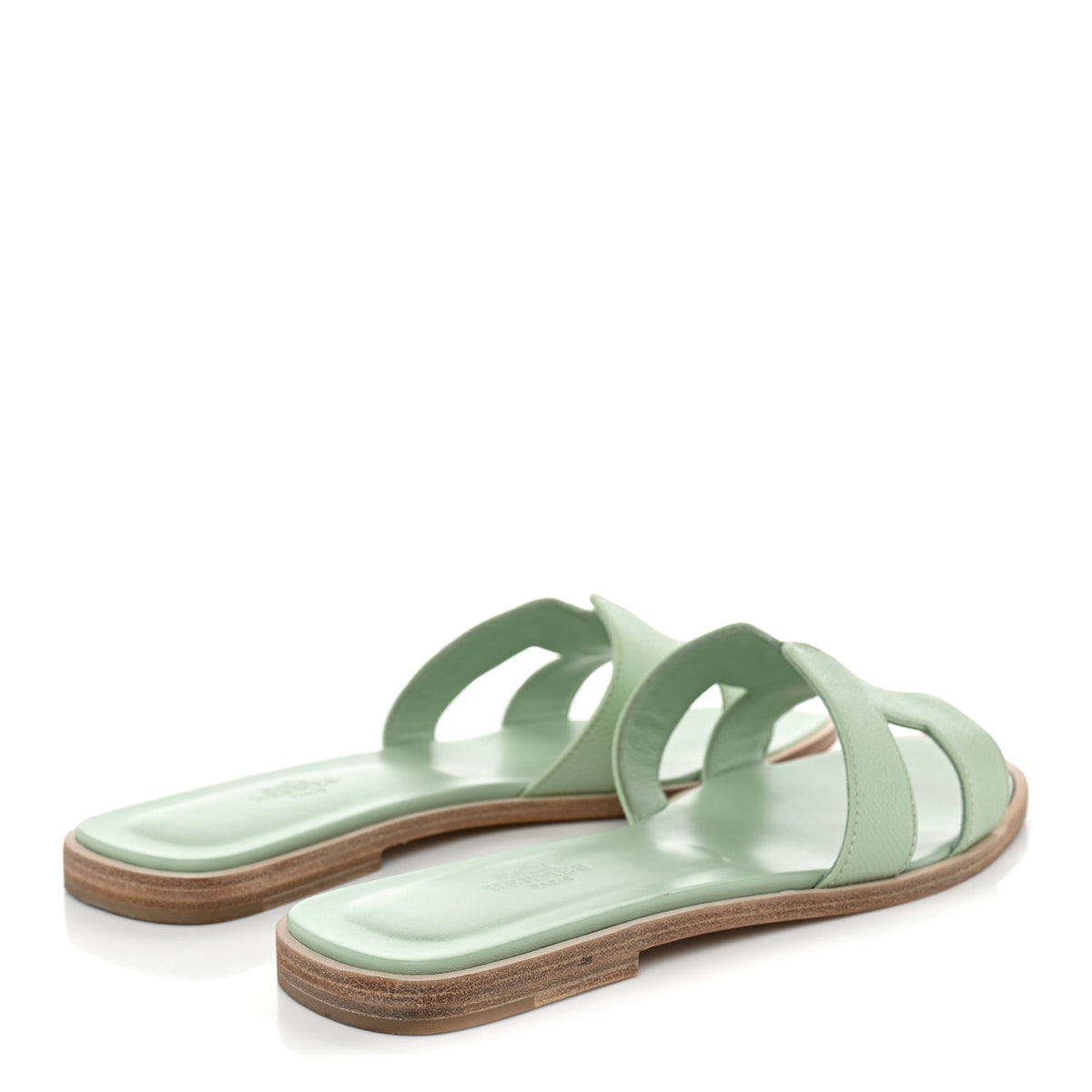 Hermes Epsom Oran Sandals 38.5 Vert Jade 5 of 12