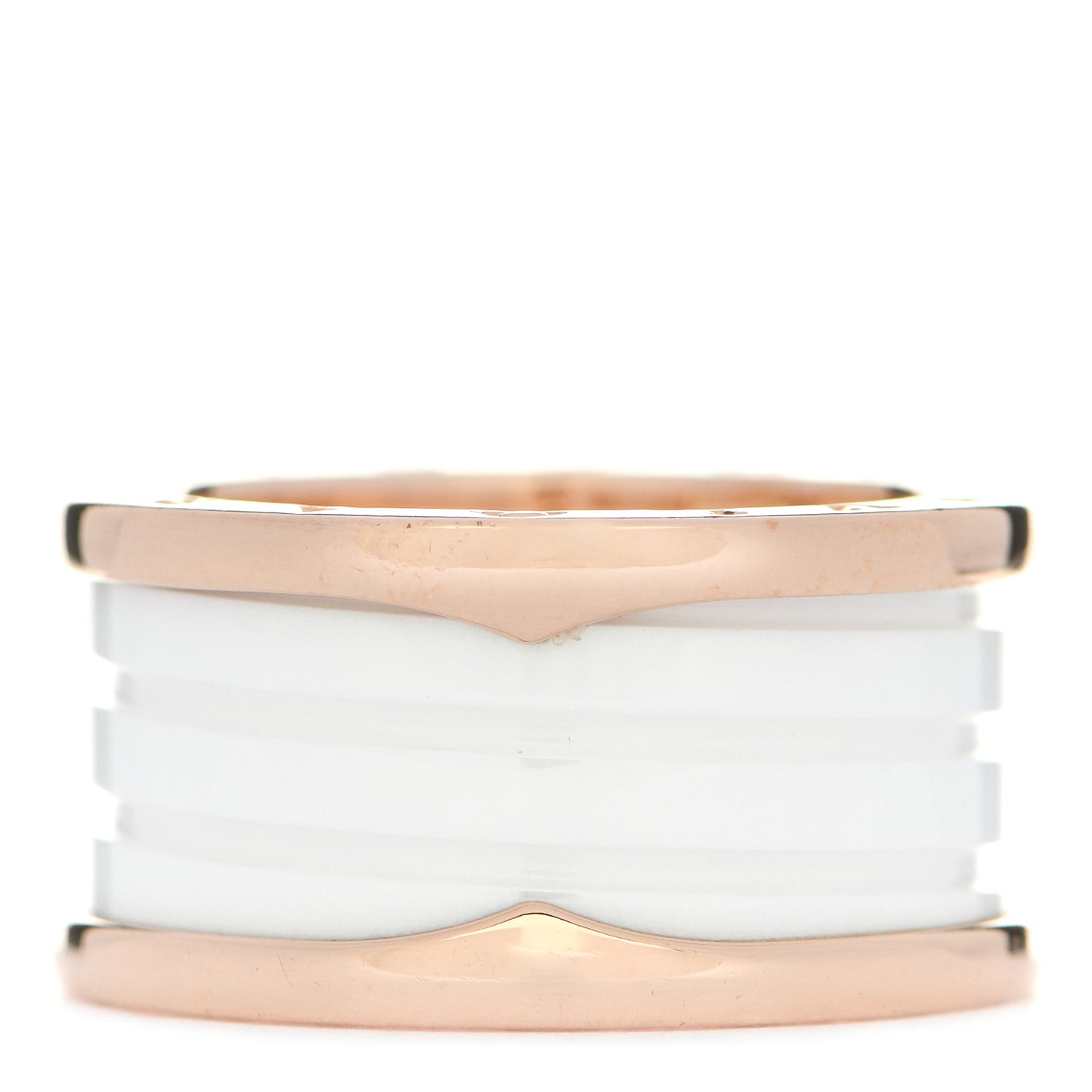 18K Rose Gold White Ceramic B.Zero1 Four-Band Ring 57 8