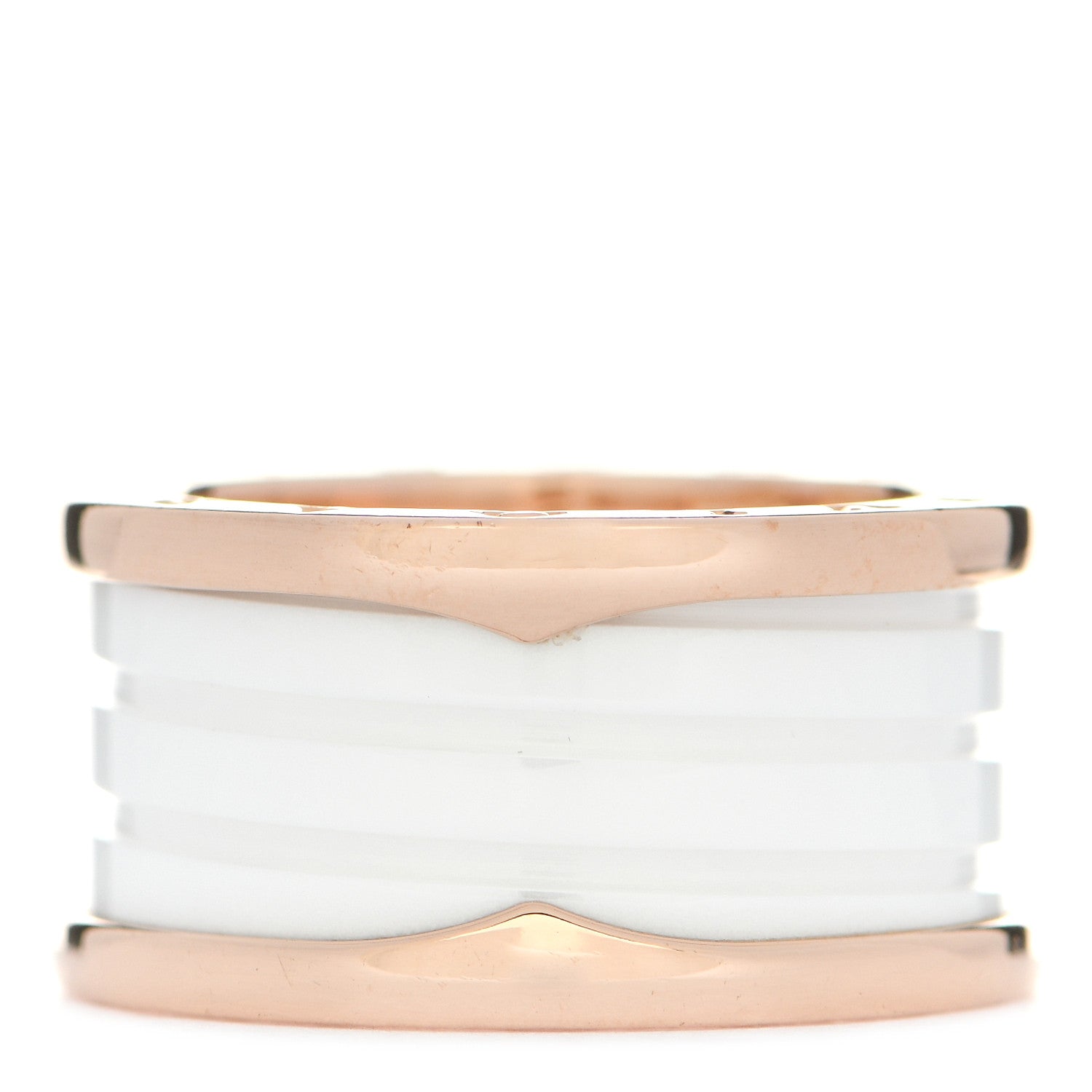 Bulgari 18K Rose Gold White Ceramic B.Zero1 Four-Band Ring 57 8 1 of 6