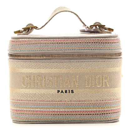 Christian Dior Canvas Embroidered Stripes Diortravel Vanity Case Multicolor 1 of 6