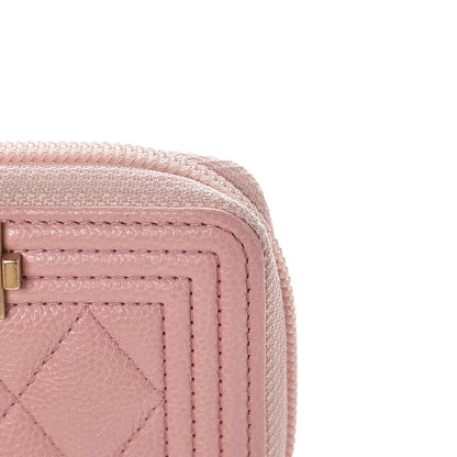 Chanel Caviar Quilted Boy Zip Around Coin Purse Wallet Light Pink 9 of 12